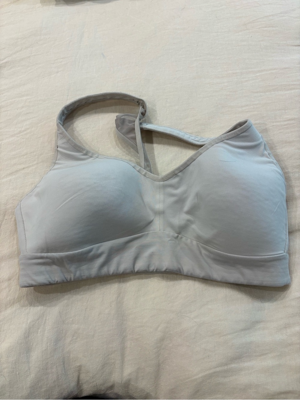 lululemon athletica Light Gray/White Seamless Padded Sports Bra